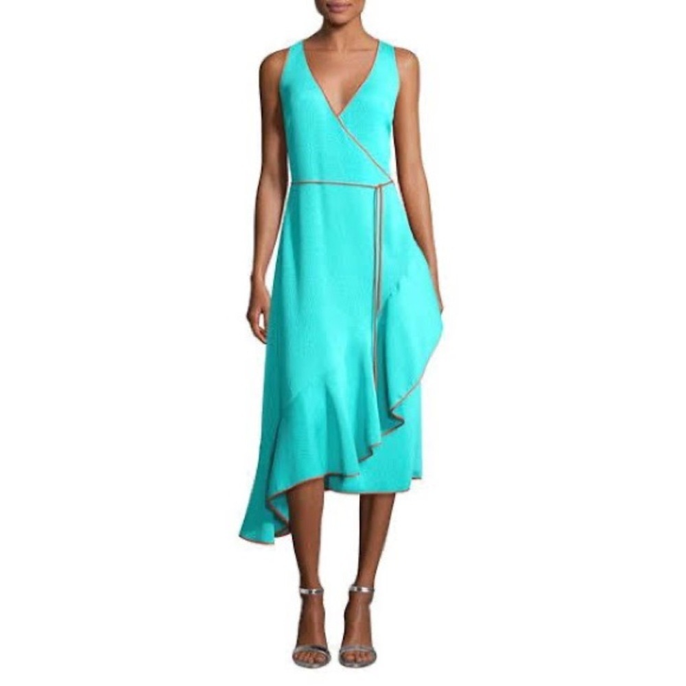 Aqua asymmetric ruffle dress